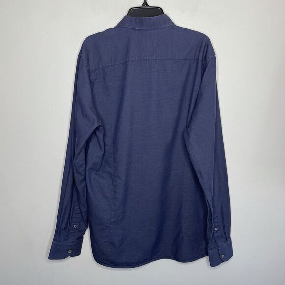 TED BAKER Button-Down Shirt Mens 4 Large L Blue Contrast Cuffs Blue Chambray - Picture 5 of 8